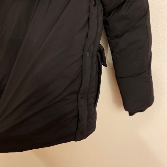 Halogen Black Leopard Contrast Puffer Winter Coat Mock Neck Removable Hood Small - Picture 4 of 10